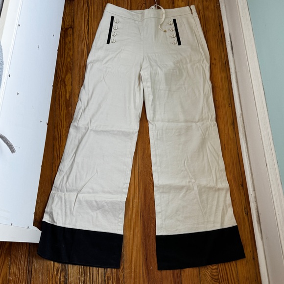 Leiffsdottir pants linen cream and black wide leg nautical - Picture 4 of 6